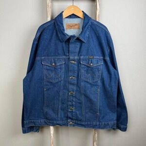 Vintage 90s Wrangler Blue Denim Cowboy Western Jacket size 54